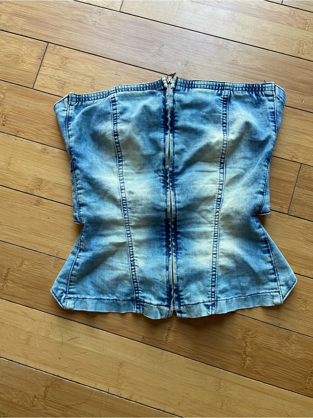 Light Blue Denim Corset Top - Women Jeans Style